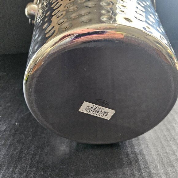 Trudeau Stainless Steel Hammered Design Ring Handles Ice Bucket - Picture 9 of 10